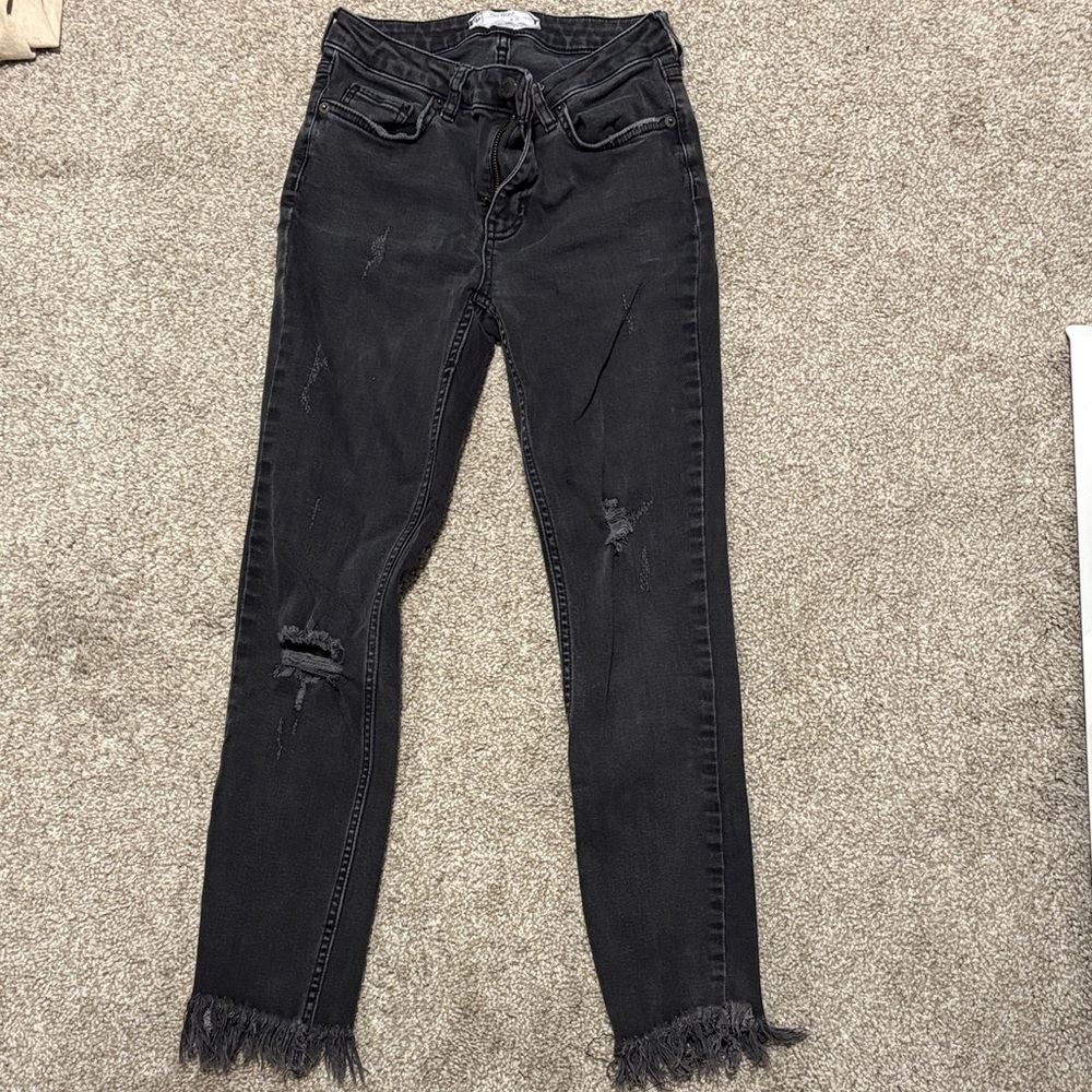 Free People Black Distressed Skinny Jeans